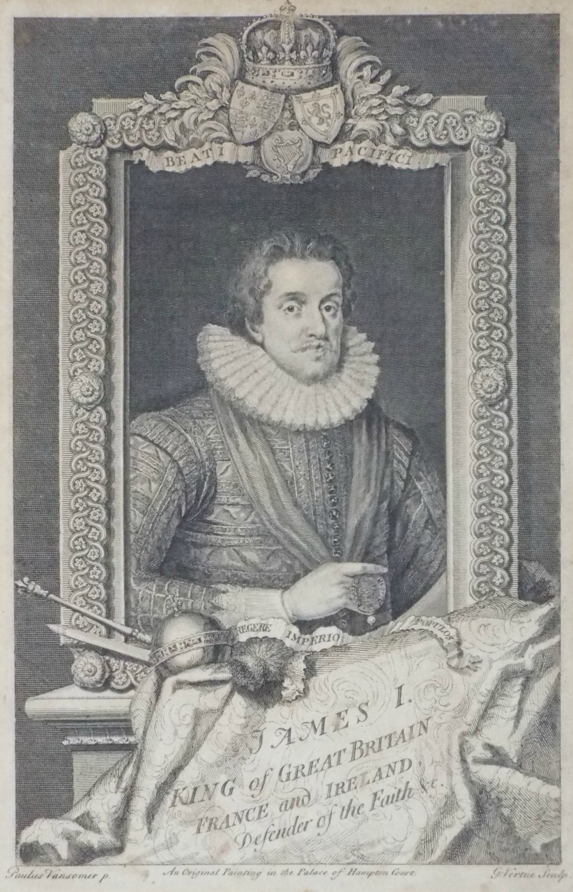 Print - James I King of Great Britain France and Ireland, Defender of the Faith &c. - Vertue